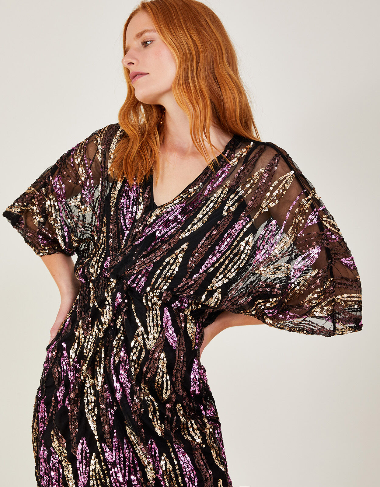 Sloan Sequin Short Dress in Recycled Polyester Black Sequin