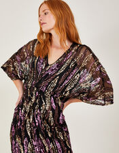 Sloan Sequin Short Dress in Recycled Polyester, Black (BLACK), large