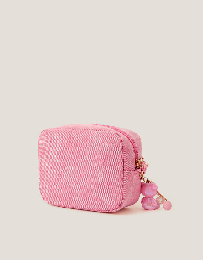 Heart Quilted Denim Cross Body Bag, , large