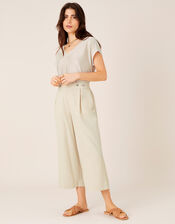 Cropped Trousers in Linen Blend, Natural (NATURAL), large