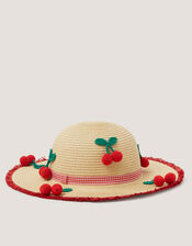 Crochet Cherry Straw Hat & Bag Set, Natural (NATURAL), large