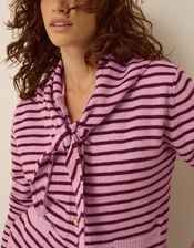 Shola Stripe Cardigan & Scarf, Pink (PINK), large