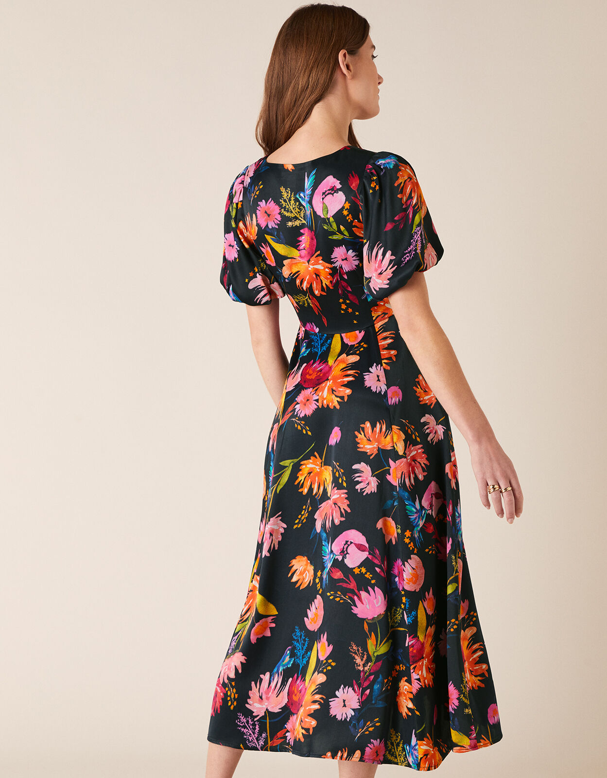 Monsoon black floral dress store