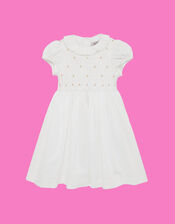 Trotters Willow Rose Hand Smocked Dress, White (WHITE), large