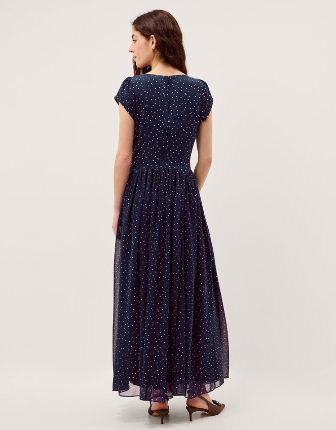 Caitie Polka Dot Midi Dress, Blue (NAVY), large