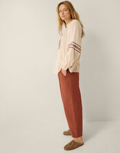 Joanie Linen Blend Barrel Trousers, Orange (RUST), large