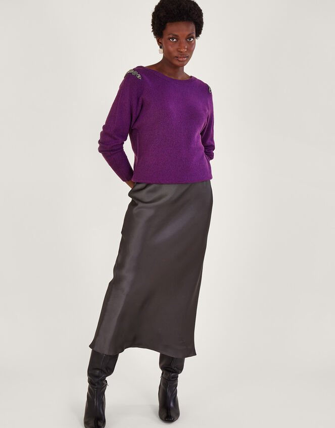 Emma Embellished Shoulder Jumper Purple