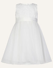 Baby Alice Lace Bodice Tulle Dress, Ivory (IVORY), large