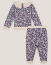 Baby Floral Sweatshirt & Joggers Set, Purple (PURPLE), large
