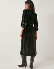 Venus Embroidered Velvet Midi Dress, Black (BLACK), large