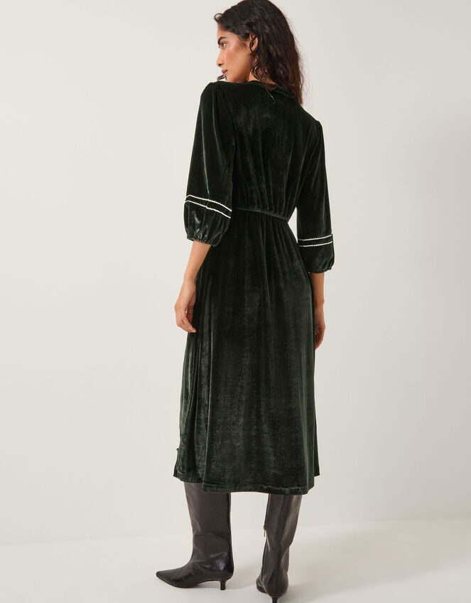 Venus Embroidered Velvet Midi Dress, Black (BLACK), large