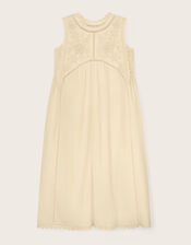 East Winnie Broderie Cotton Dress, White (WARM IVORY), large