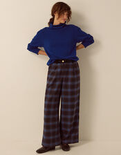 Jules Check Wide Leg Trousers, Blue (COBALT), large