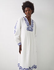 East Tamara Floral Embroidered Midi Dress, White (WHITE), large