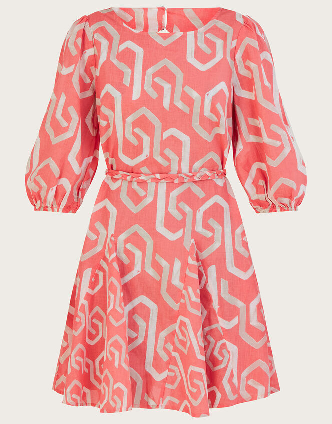 Geometric Print Cut-Out Back Short Dress, Orange (ORANGE), large