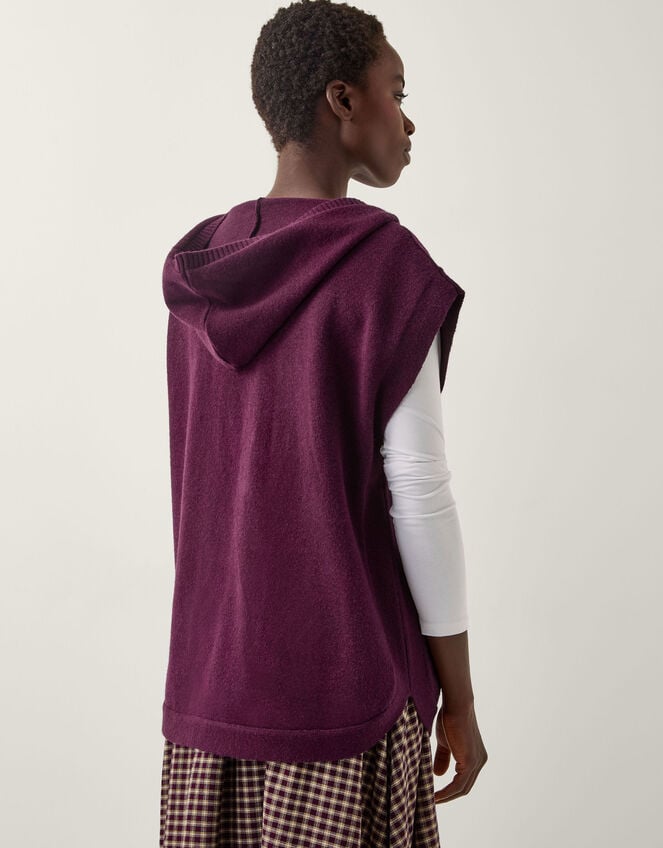 Holly Hooded Knitted Vest, Red (BERRY), large