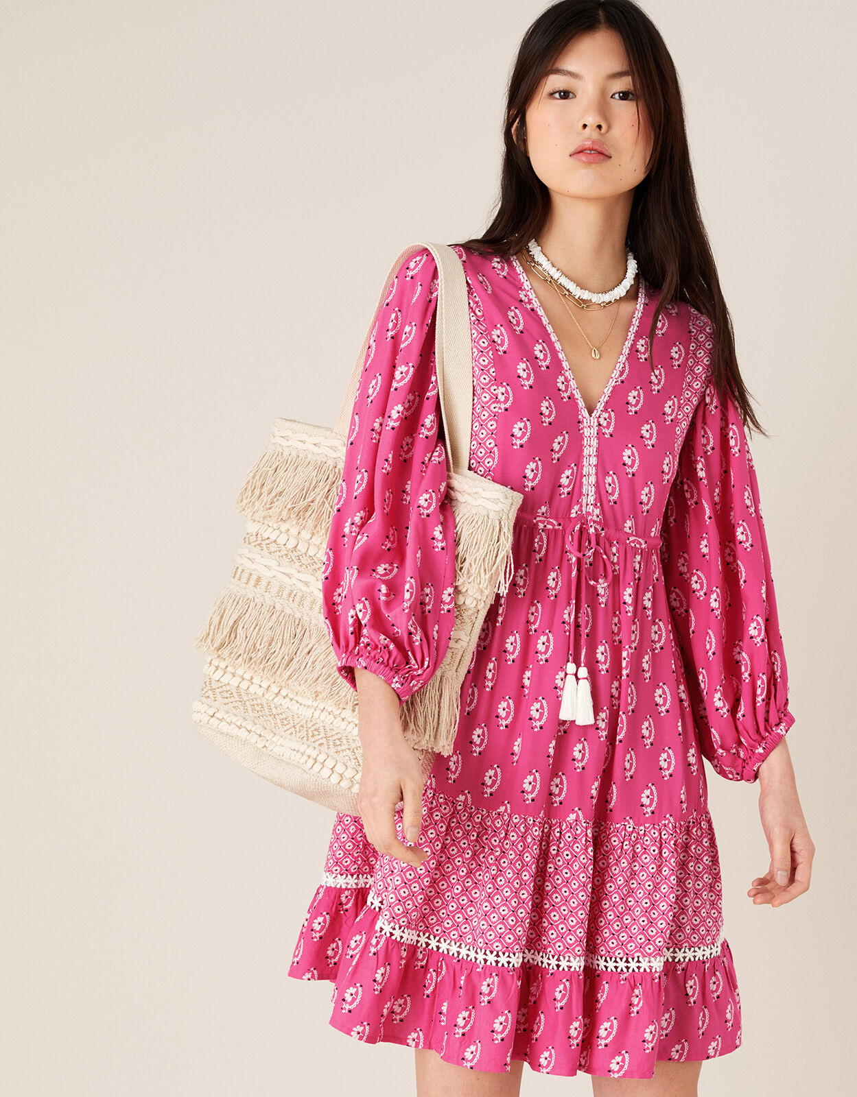 Daisy Print Dress in LENZING ECOVERO Pink