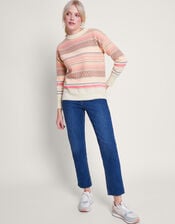 Fawn Fair Isle Jumper, Pink (PINK), large
