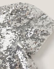 Sequin Puff Sleeve Top, Silver (SILVER), large