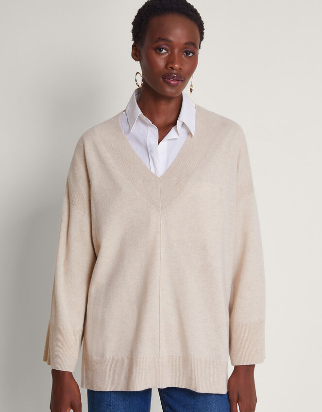Coni Cashmere Sweater, Natural (NATURAL), large