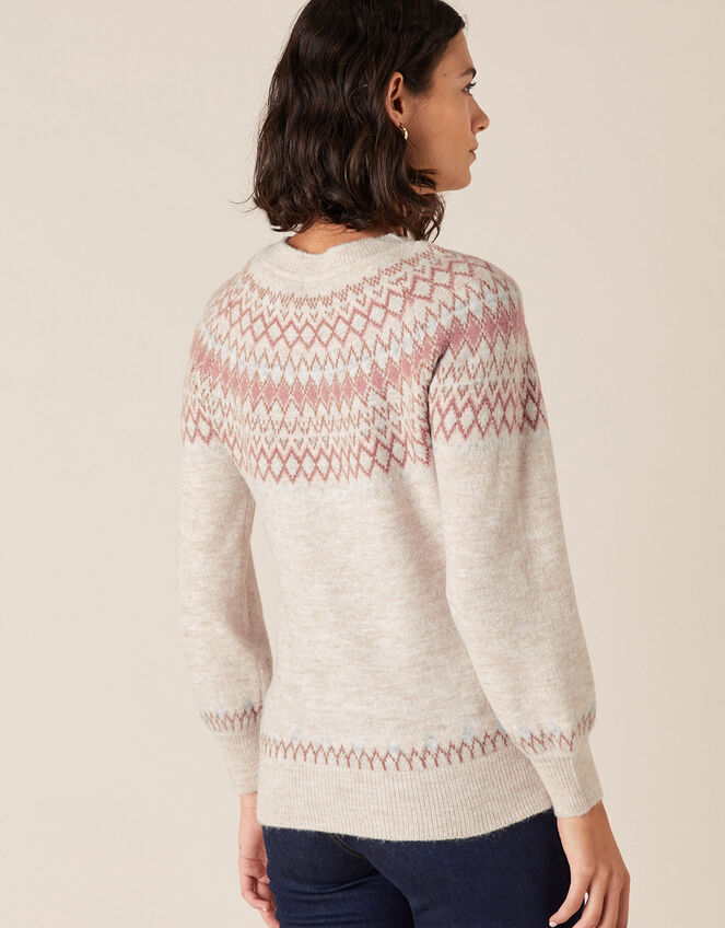 Fair Isle Yoke Knit Jumper, Nude (NUDE), large