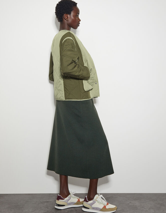Lulu Quilted Two-Tone Jacket, Green (KHAKI), large