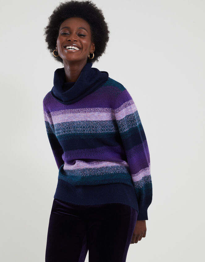 Ombre Stripe Jumper with Recycled Polyester, Purple (PURPLE), large