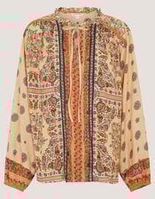 Ines Floral Print Blouse, Natural (STONE), large