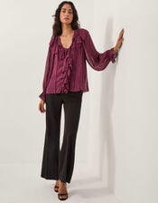 Suki Ruffle Blouse, Red (BURGUNDY), large