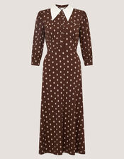 Janey Print Jersey Midi Dress, Brown (CHOCOLATE), large