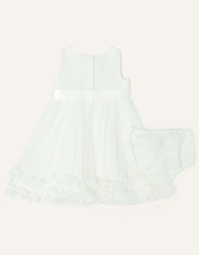 Newborn 3D Flower Dress Set, Ivory (IVORY), large