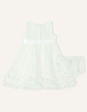 Newborn 3D Flower Dress Set, Ivory (IVORY), large