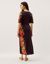 Moana Floral Print Jersey Midi Dress, Blue (NAVY), large