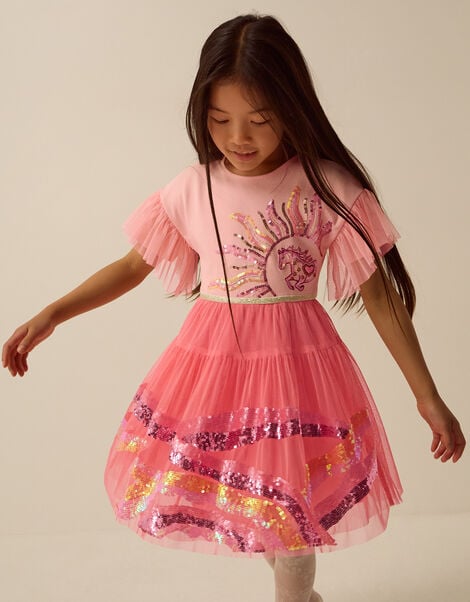 Sequin Unicorn Disco Dress, Pink (PINK), large