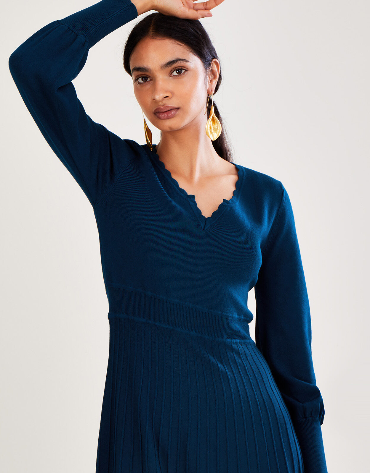 V Neck Midi Dress in LENZING ECOVERO