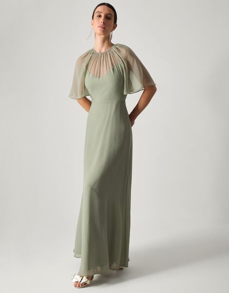 Mona Angel Sleeve Maxi Dress, Green (SAGE), large