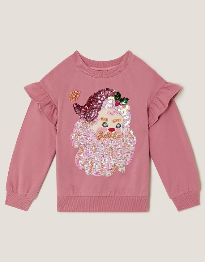 Sequin Santa Christmas Sweatshirt, Pink (PINK), large