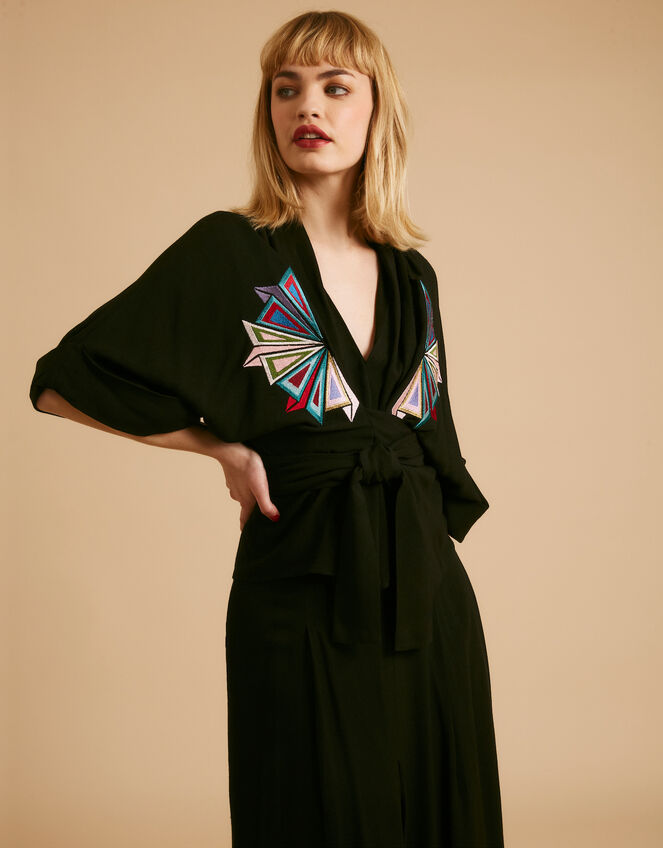 Tallulah and Hope Gloria Embroidered Blouse, Black (BLACK), large
