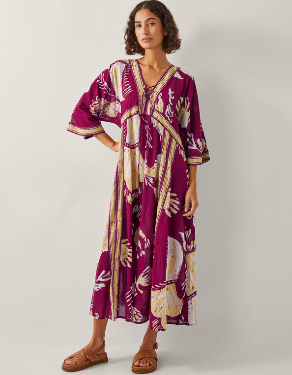 Amisha Kaftan Midi Dress, Red (BURGUNDY), large