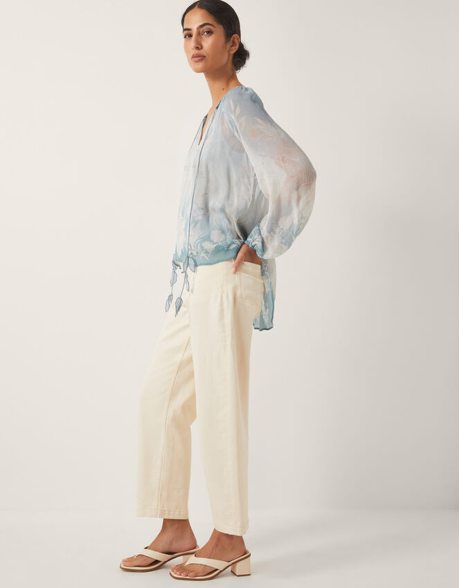 Lilian Sheer Floral Blouse, Blue (PALE BLUE), large