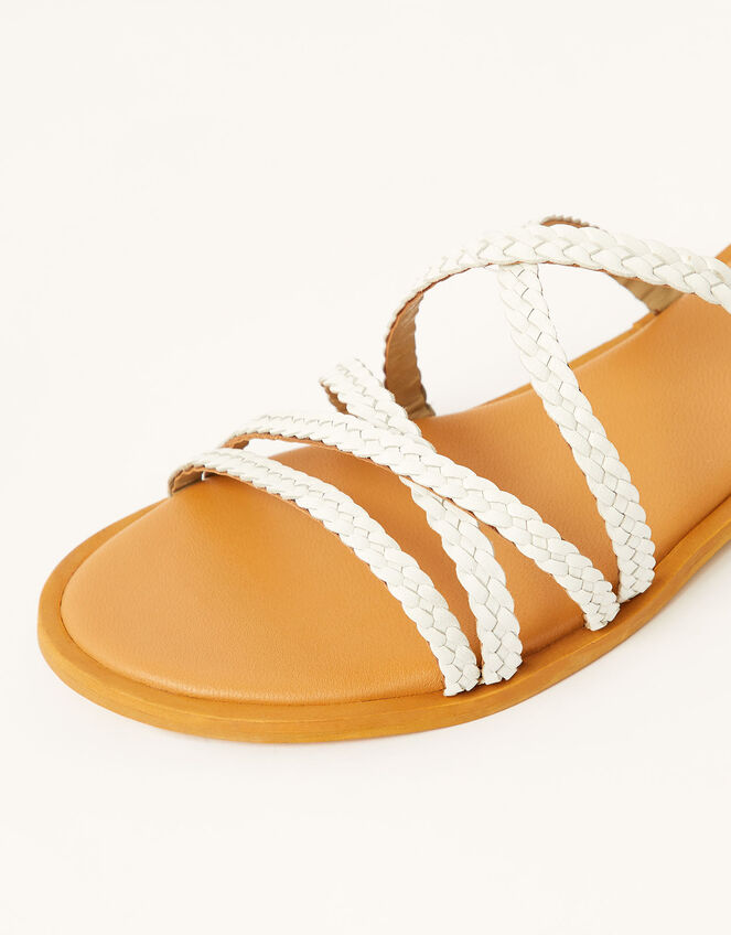 Pixie Plaited Leather Sandals, White (WHITE), large