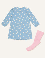 Baby Squirrel Sweat Dress and Tights, Blue (BLUE), large