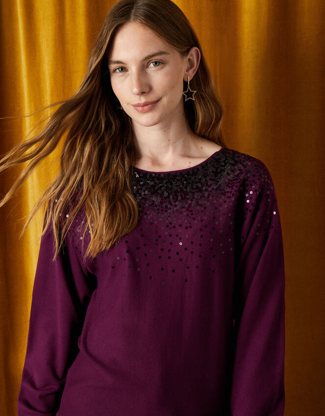 Sequin Scatter Jumper, Red (BERRY), large