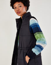 Georgina Padded Short Gilet with Recycled Polyester, Black (BLACK), large