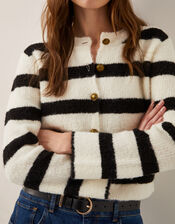 Sam Stripe Fuzzy Cardigan, Ivory (IVORY), large