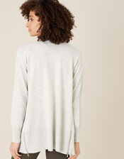 Zip Side Waterfall Cardigan, Grey (GREY), large