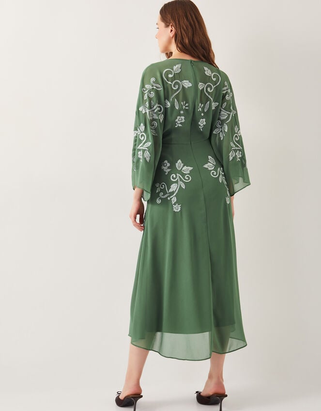Hannah Embroidered Tea Dress, Green (GREEN), large