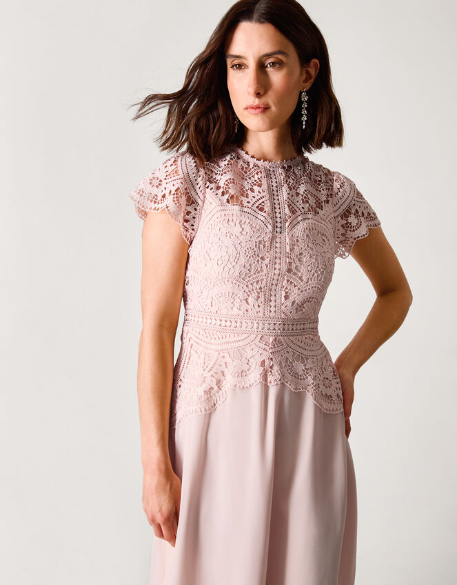 Monica Lace Midi Bridesmaid Dress, Pink (SOFT PINK), large