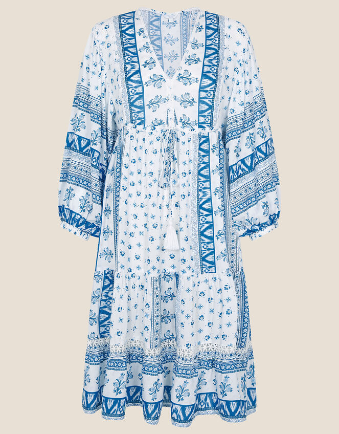 Border Print Tunic Dress in LENZING™ ECOVERO™, Blue (BLUE), large