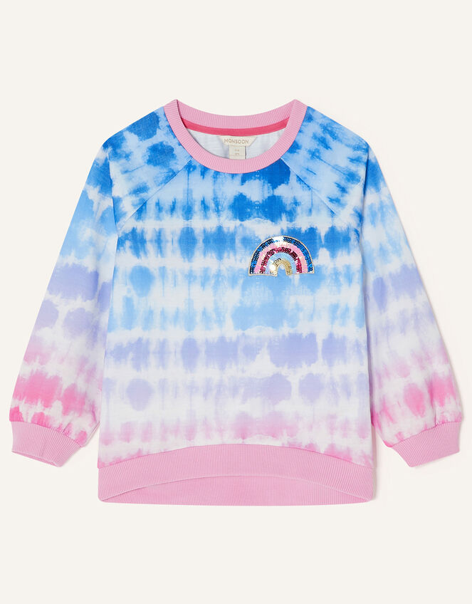 Tie Dye Rainbow Sweatshirt, Blue (BLUE), large